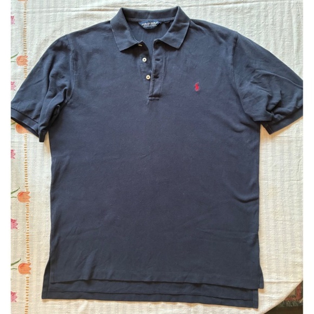 Polo Golf Ralph Lauren Mens Navy Blue Short Sleeve Pique Polo Shirt Large